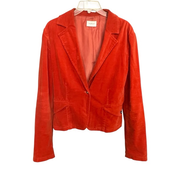 Motivi Vintage Y2K Velour Jacket SZ 6 Orange Classic Casual Retro Boho Hipster - Picture 1 of 9